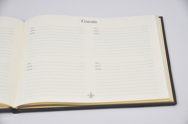 Fiorentina - Soft Cover Italian Leather Guest Book with Guests Embossed on Cover - Tan - Image 5